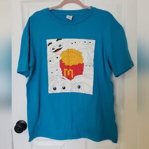 McDonald’s Blue Lego Fries Graphic Crewneck T-Shirt XL Promo Tee